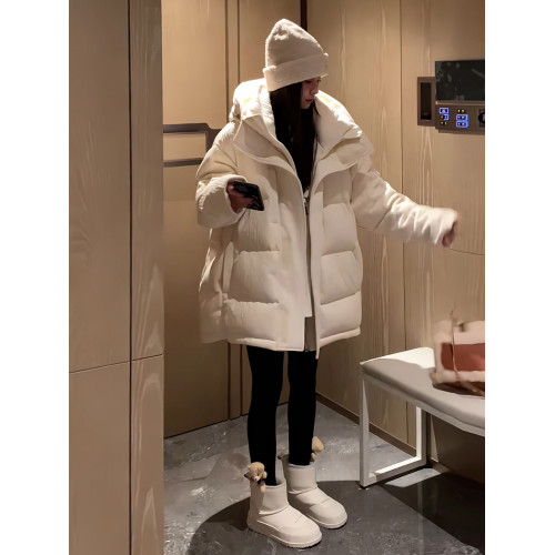 冬季新款連帽長袖百搭羽絨棉服外套女加厚保暖寬松顯瘦純色棉衣 冬季新款連帽長袖百搭羽絨棉服外套女加厚保暖寬松顯瘦純色棉衣