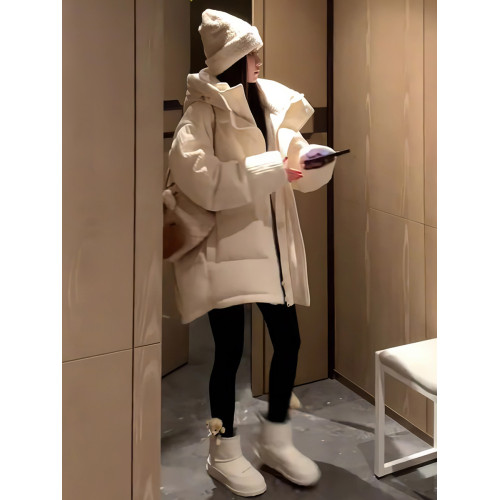 冬季新款連帽長袖百搭羽絨棉服外套女加厚保暖寬松顯瘦純色棉衣 冬季新款連帽長袖百搭羽絨棉服外套女加厚保暖寬松顯瘦純色棉衣