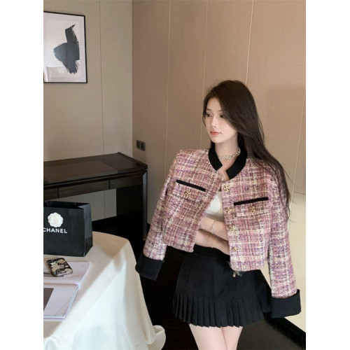 小個子小香風外套女百搭春秋冬2024新款短款粗花呢名媛立領上衣女 小個子小香風外套女百搭春秋冬2024新款短款粗花呢名媛立領上衣女