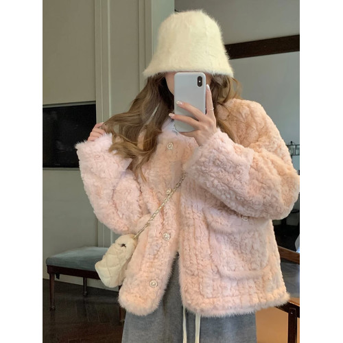 白色小香風毛絨皮毛一體羊羔毛外套女小個子秋冬加厚棉服2024冬季 白色小香風毛絨皮毛一體羊羔毛外套女小個子秋冬加厚棉服2024冬季