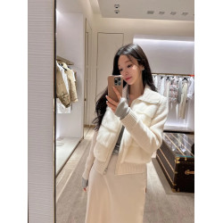 白色針織拼接棉服外套女2024冬季新款高級感小個子洋氣百搭上衣