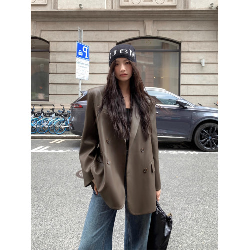 2025秋季新款黑色復古PU皮衣西裝外套女寬松休閒氣質高級感上衣女 2025秋季新款黑色復古PU皮衣西裝外套女寬松休閒氣質高級感上衣女