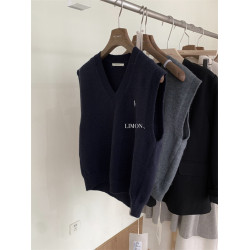 春秋冬季黑色針織馬甲背心女曡穿襯衫v領羊毛坎肩無袖毛衣學院風