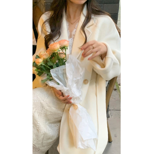 白色雙面羊絨大衣女2025新款秋冬中長款小個子加厚高級感毛呢外套 白色雙面羊絨大衣女2025新款秋冬中長款小個子加厚高級感毛呢外套