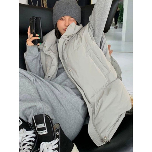 灰色羽絨馬甲女韓版百搭羽絨服馬夾2025新款秋冬季白鴨絨背心外套 灰色羽絨馬甲女韓版百搭羽絨服馬夾2025新款秋冬季白鴨絨背心外套