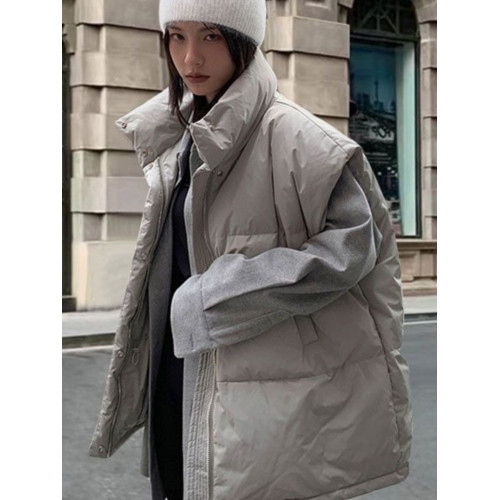 灰色羽絨馬甲女韓版百搭羽絨服馬夾2025新款秋冬季白鴨絨背心外套 灰色羽絨馬甲女韓版百搭羽絨服馬夾2025新款秋冬季白鴨絨背心外套