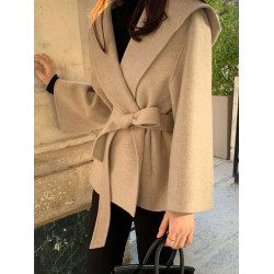 連帽毛呢厚外套女秋冬高級感炸街短款西裝大衣小衆設計感休閒上衣