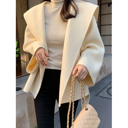 連帽毛呢厚外套女秋冬高級感炸街短款西裝大衣小衆設計感休閒上衣 連帽毛呢厚外套女秋冬高級感炸街短款西裝大衣小衆設計感休閒上衣