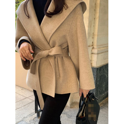 連帽毛呢厚外套女秋冬高級感炸街短款西裝大衣小衆設計感休閒上衣 連帽毛呢厚外套女秋冬高級感炸街短款西裝大衣小衆設計感休閒上衣