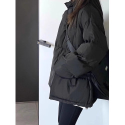 黑色羽絨棉服女冬季2025年新款韓系高級感加厚保暖麵包服棉衣外套