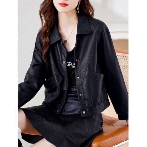 皮衣外套女短款春秋2025新款加絨加厚洋氣小個子海甯皮夾克棕色冬 皮衣外套女短款春秋2025新款加絨加厚洋氣小個子海甯皮夾克棕色冬