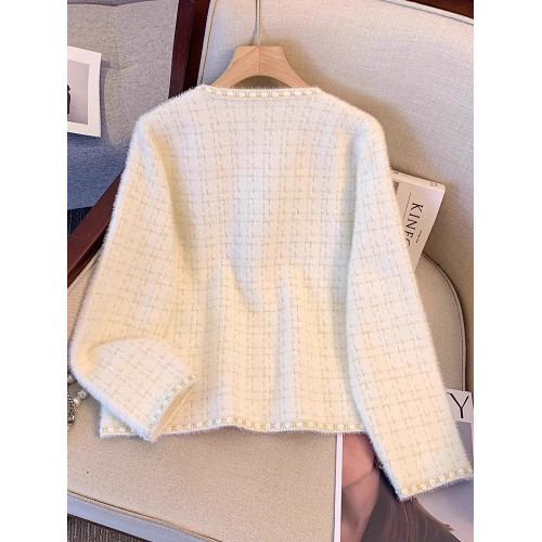 鄂爾多斯市水貂絨小香風短外套女2024秋冬新款針織開衫名媛上衣服 鄂爾多斯市水貂絨小香風短外套女2024秋冬新款針織開衫名媛上衣服