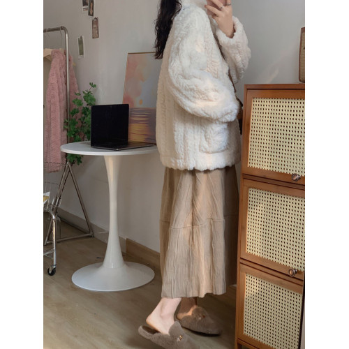 短款小香風牛角釦冬季羊羔毛絨絨外套女2024年新款小個子百搭棉服 短款小香風牛角釦冬季羊羔毛絨絨外套女2024年新款小個子百搭棉服