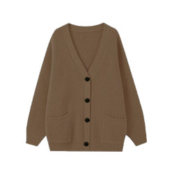 韓系美拉德焦糖苔原風穿搭針織開衫毛衣外套小香風女2025新款秋季