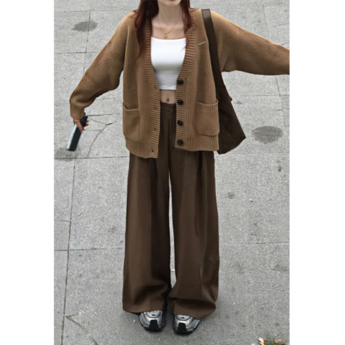 韓系美拉德焦糖苔原風穿搭針織開衫毛衣外套小香風女2025新款秋季 韓系美拉德焦糖苔原風穿搭針織開衫毛衣外套小香風女2025新款秋季