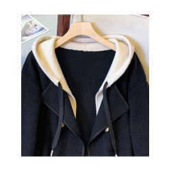 Tina CLUB大碼女裝胖mm秋冬季高級感雙面羊絨大衣假兩件毛呢外套