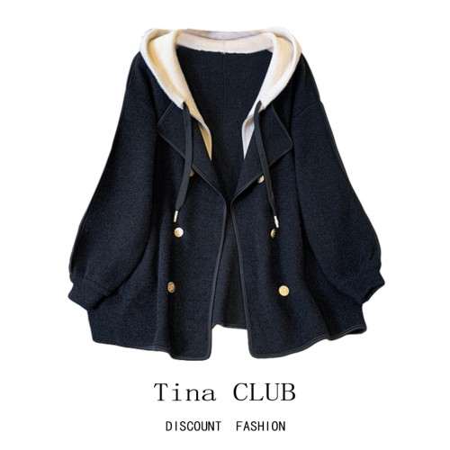 Tina CLUB大碼女裝胖mm秋冬季高級感雙面羊絨大衣假兩件毛呢外套 Tina CLUB大碼女裝胖mm秋冬季高級感雙面羊絨大衣假兩件毛呢外套