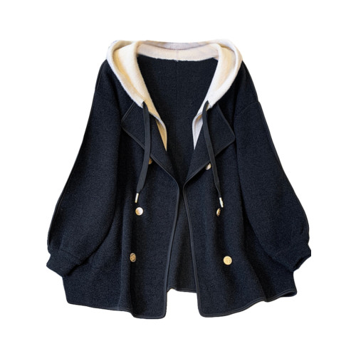 Tina CLUB大碼女裝胖mm秋冬季高級感雙面羊絨大衣假兩件毛呢外套 Tina CLUB大碼女裝胖mm秋冬季高級感雙面羊絨大衣假兩件毛呢外套