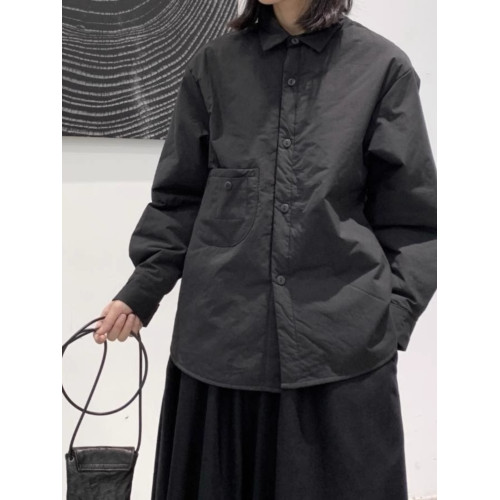 黑色夾棉襯衫棉服女士秋冬新款簡約百搭輕薄棉衣顯瘦休閒襯衣外套 黑色夾棉襯衫棉服女士秋冬新款簡約百搭輕薄棉衣顯瘦休閒襯衣外套