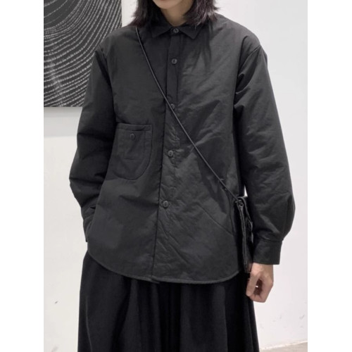 黑色夾棉襯衫棉服女士秋冬新款簡約百搭輕薄棉衣顯瘦休閒襯衣外套 黑色夾棉襯衫棉服女士秋冬新款簡約百搭輕薄棉衣顯瘦休閒襯衣外套