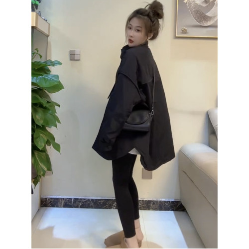 歐貨冬季黑色加厚工裝羽絨棉服設計感長款寬松韓版加棉洋氣外套女 歐貨冬季黑色加厚工裝羽絨棉服設計感長款寬松韓版加棉洋氣外套女