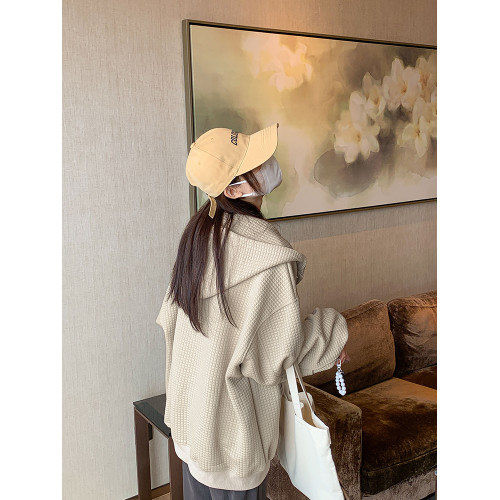 華夫格加厚連帽衛衣外套女2025初春秋冬季新款爆款小衆棒球服夾克 華夫格加厚連帽衛衣外套女2025初春秋冬季新款爆款小衆棒球服夾克