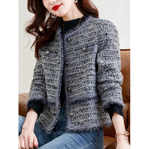 高級感小香風短款外套女裝秋冬2025年新款時尚名媛氣質粗花呢上衣 高級感小香風短款外套女裝秋冬2025年新款時尚名媛氣質粗花呢上衣