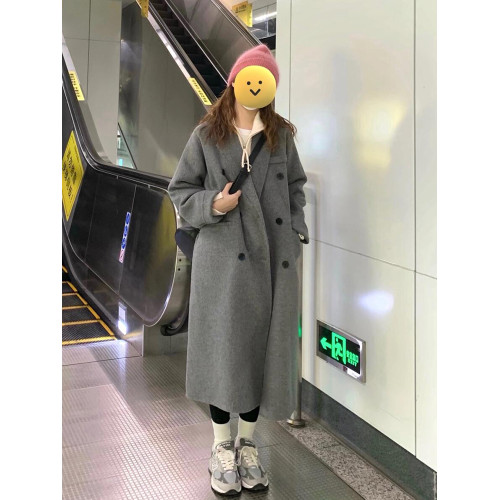 格子毛呢外套女小個子2024新款冬季高級感赫本風西裝正肩呢子大衣