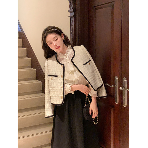 法式復古小香風外套女早秋短款2025新款高級感氣質名媛粗花呢上衣 法式復古小香風外套女早秋短款2025新款高級感氣質名媛粗花呢上衣