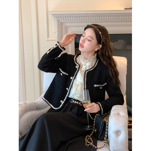 法式復古小香風外套女早秋短款2025新款高級感氣質名媛粗花呢上衣 法式復古小香風外套女早秋短款2025新款高級感氣質名媛粗花呢上衣
