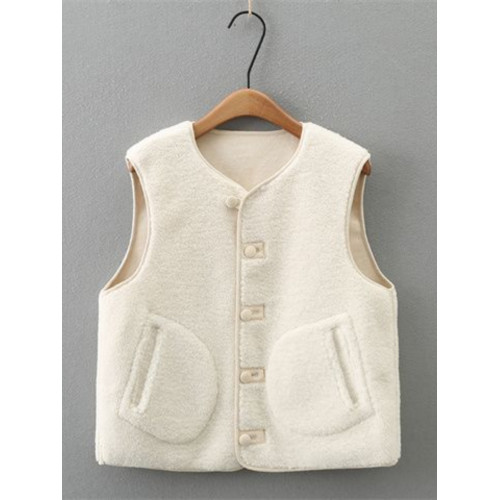 大碼春季新款女裝時尚系釦V領單排釦兩面穿顆粒絨馬甲羊羔絨外套 大碼春季新款女裝時尚系釦V領單排釦兩面穿顆粒絨馬甲羊羔絨外套