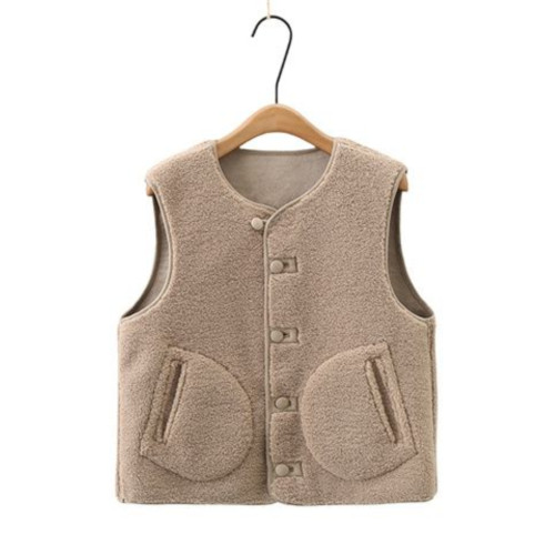 大碼春季新款女裝時尚系釦V領單排釦兩面穿顆粒絨馬甲羊羔絨外套 大碼春季新款女裝時尚系釦V領單排釦兩面穿顆粒絨馬甲羊羔絨外套