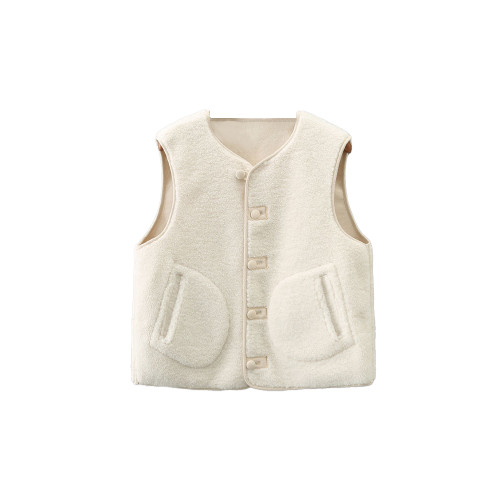 大碼春季新款女裝時尚系釦V領單排釦兩面穿顆粒絨馬甲羊羔絨外套 大碼春季新款女裝時尚系釦V領單排釦兩面穿顆粒絨馬甲羊羔絨外套