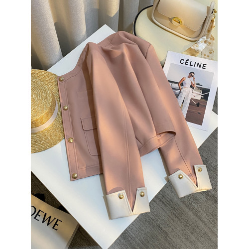 裸粉色設計感氣質短外套女2025春秋新品韓版女神範超酷皮衣上衣潮 裸粉色設計感氣質短外套女2025春秋新品韓版女神範超酷皮衣上衣潮