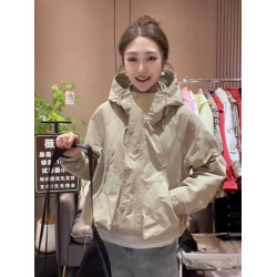 歐貨工裝夾克短款上衣女2025春秋新款連帽沖鋒衣外套寬松休閒百搭