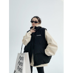 廢柴冬季美式小衆加厚歐貨外套寬松刺綉黑色麵包服棉衣馬甲女男潮