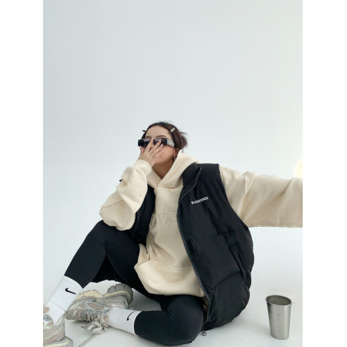 廢柴冬季美式小衆加厚歐貨外套寬松刺綉黑色麵包服棉衣馬甲女男潮 廢柴冬季美式小衆加厚歐貨外套寬松刺綉黑色麵包服棉衣馬甲女男潮