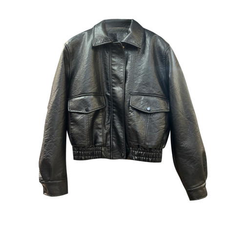 黑色PU皮衣夾克女2025冬季時尚百搭設計感翻領短款長袖機車服外套 黑色PU皮衣夾克女2025冬季時尚百搭設計感翻領短款長袖機車服外套