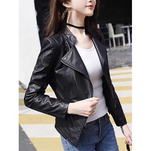 小皮衣外套女秋冬加厚短款機車2025歐貨海甯黑色夾棉收身pu皮夾克 小皮衣外套女秋冬加厚短款機車2025歐貨海甯黑色夾棉收身pu皮夾克