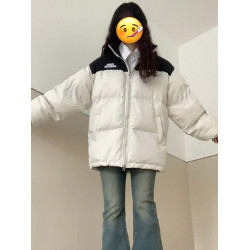 黑拼白羽絨服女冬季棉襖加厚小個子麵包服保暖設計感小衆立領棉服