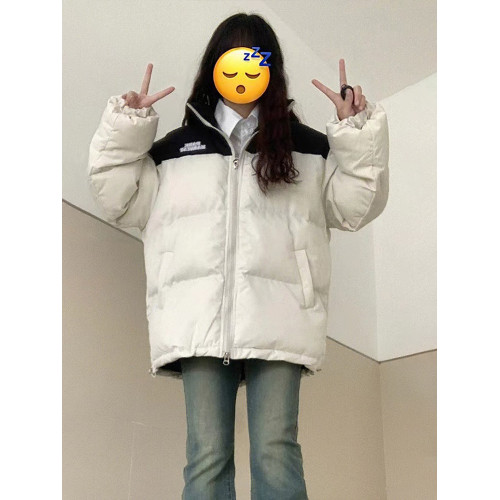 黑拼白羽絨服女冬季棉襖加厚小個子麵包服保暖設計感小衆立領棉服 黑拼白羽絨服女冬季棉襖加厚小個子麵包服保暖設計感小衆立領棉服