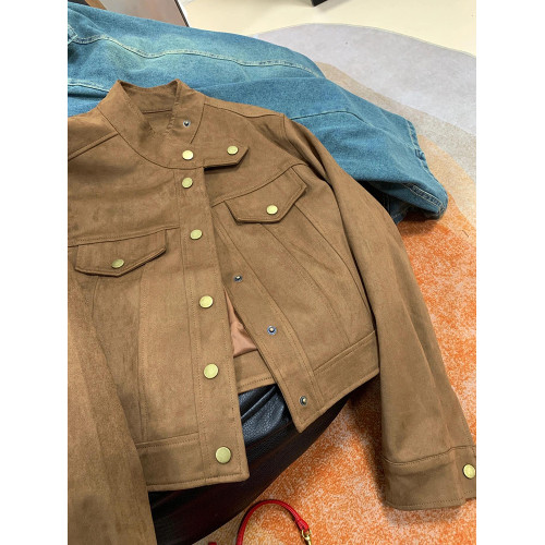 短款麂皮絨外套女春秋新款2025爆款洋氣流行小個子高級感夾克上衣 短款麂皮絨外套女春秋新款2025爆款洋氣流行小個子高級感夾克上衣