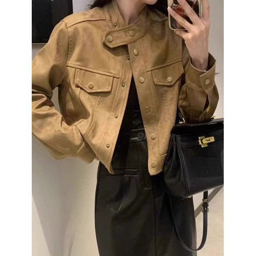 短款麂皮絨外套女春秋新款2025爆款洋氣流行小個子高級感夾克上衣