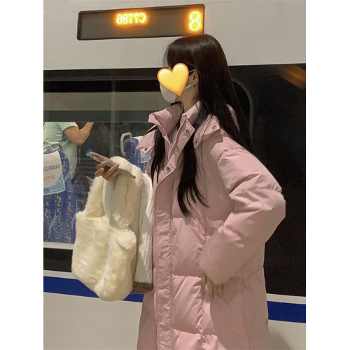 粉色麵包羽絨棉服女冬季新款加厚保暖中長款過膝連帽棉衣棉襖外套 粉色麵包羽絨棉服女冬季新款加厚保暖中長款過膝連帽棉衣棉襖外套