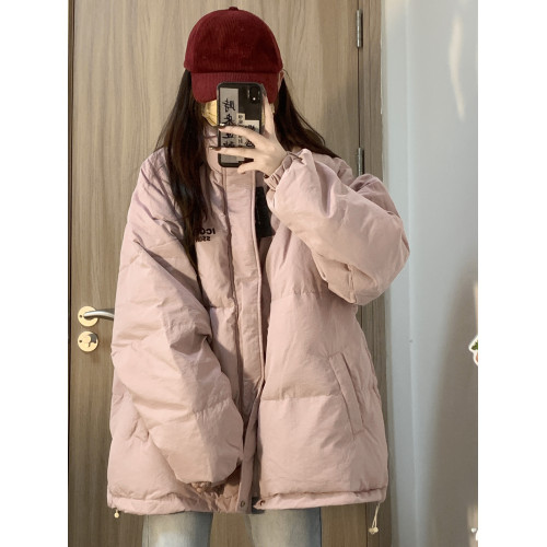 學院風粉色保暖字母印花立領麵包服棉衣外套女冬季ins加厚棉服潮 學院風粉色保暖字母印花立領麵包服棉衣外套女冬季ins加厚棉服潮