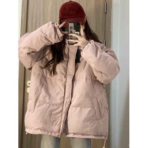 學院風粉色保暖字母印花立領麵包服棉衣外套女冬季ins加厚棉服潮 學院風粉色保暖字母印花立領麵包服棉衣外套女冬季ins加厚棉服潮