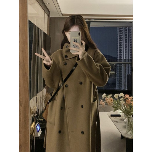 毛呢外套2023年新款女風衣中長款小個子秋冬加厚大衣高級感超好看