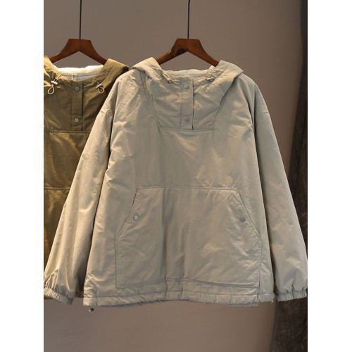 大碼連帽棉服女2025秋冬百搭純色夾棉上衣寬松休閒套頭保暖棉服潮 大碼連帽棉服女2025秋冬百搭純色夾棉上衣寬松休閒套頭保暖棉服潮