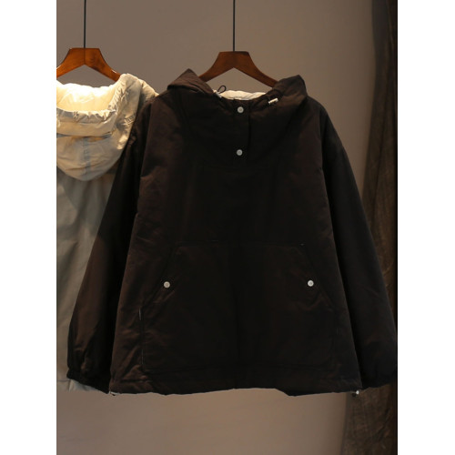 大碼連帽棉服女2025秋冬百搭純色夾棉上衣寬松休閒套頭保暖棉服潮 大碼連帽棉服女2025秋冬百搭純色夾棉上衣寬松休閒套頭保暖棉服潮