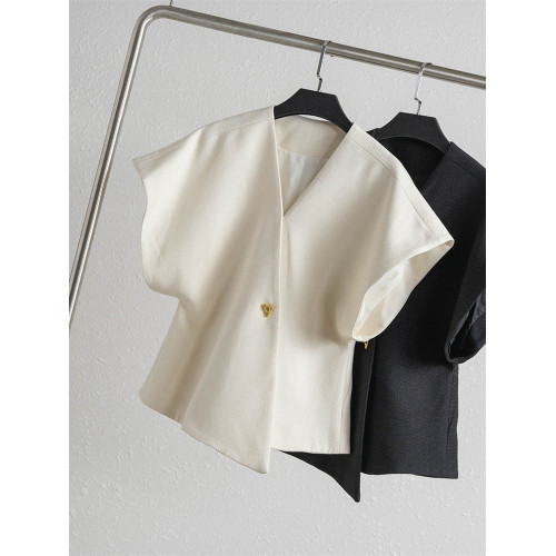 法式氣質V領馬甲女春季高級感簡約收腰外套時尚修身坎肩馬夾上衣